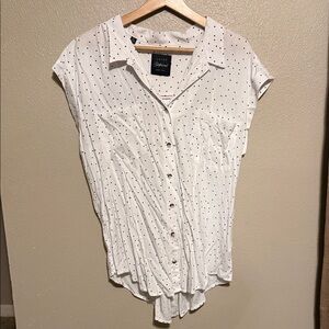 Jachs White Button-Down Shirt with Black Dots